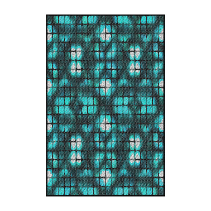Tapis turquoise tissé à la machine, Rectangle 3 pi x 5 pi