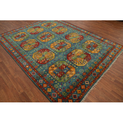 Tapis indien géométrique Kazak 8 x 10