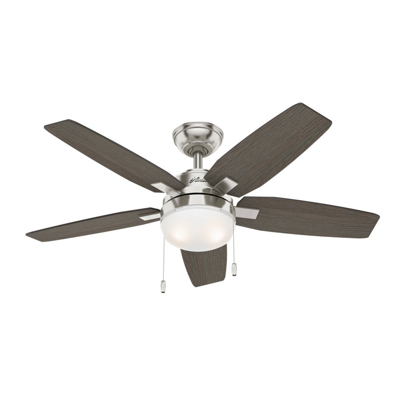 117cm Ceiling Fan with Light Kit, Light Grey Oak/Grey Walnut, Brushed Nickel
