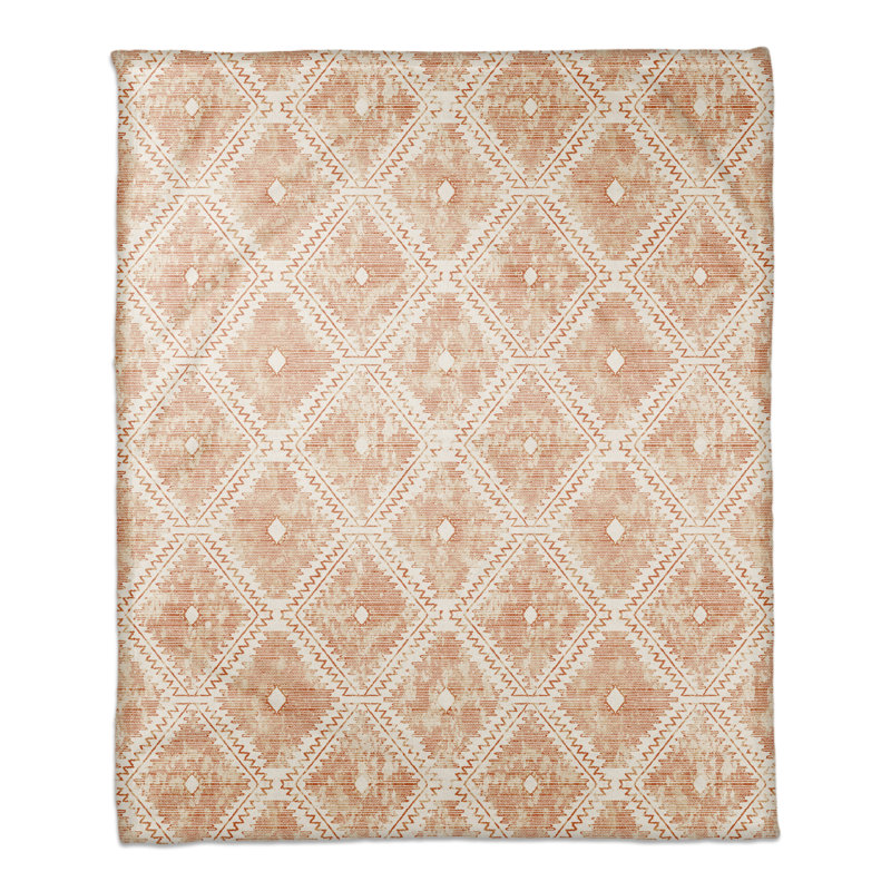 Hand Woven Throw Blanket, Orange, Ikat