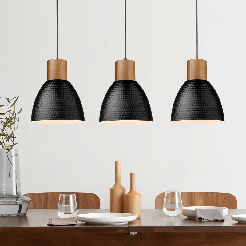 3 hammer patterned pendant lights
