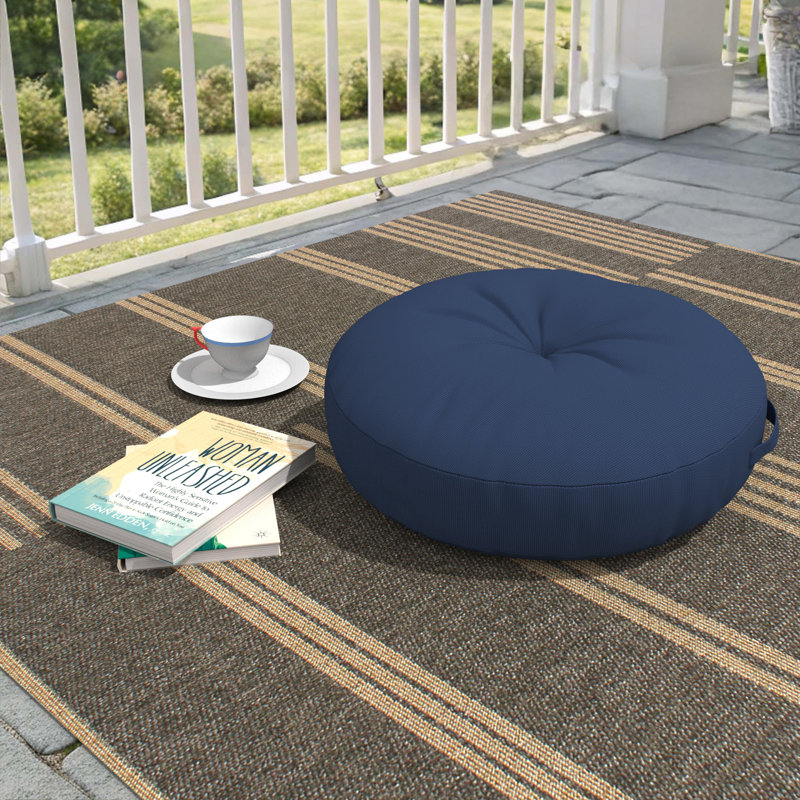 Housse de coussin circulaire avec insert Sunbrella, Toile bleu marine, Circulaire 22 po