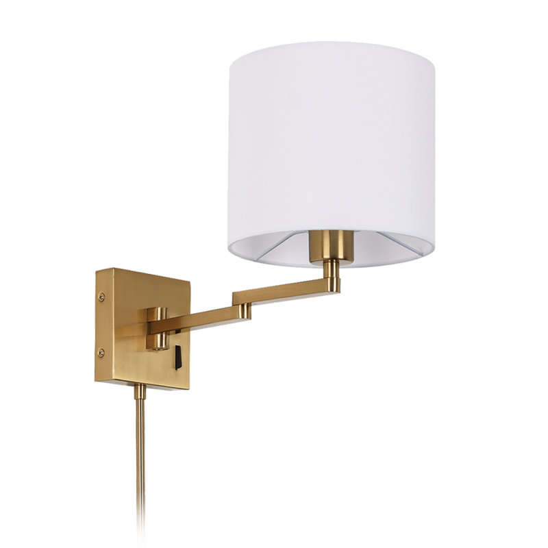 Bras pivotant chromé satiné à 1 lumière à intensité variable Hillerod, Laiton antique