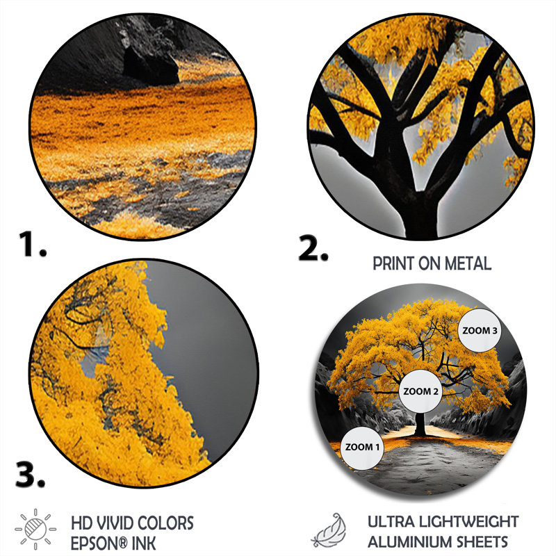 Seifert - Paysages d'art rond en métal, H 16 po x l 16 po x P 1 po