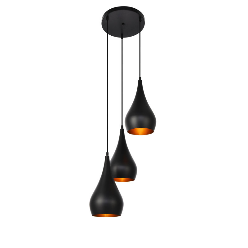 Luminaire suspendu en forme de grappe à 3 lumières Franconia, Noir