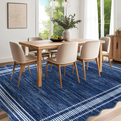 Tapis lavable moderne festonné pour salon, chambre à coucher, bureau