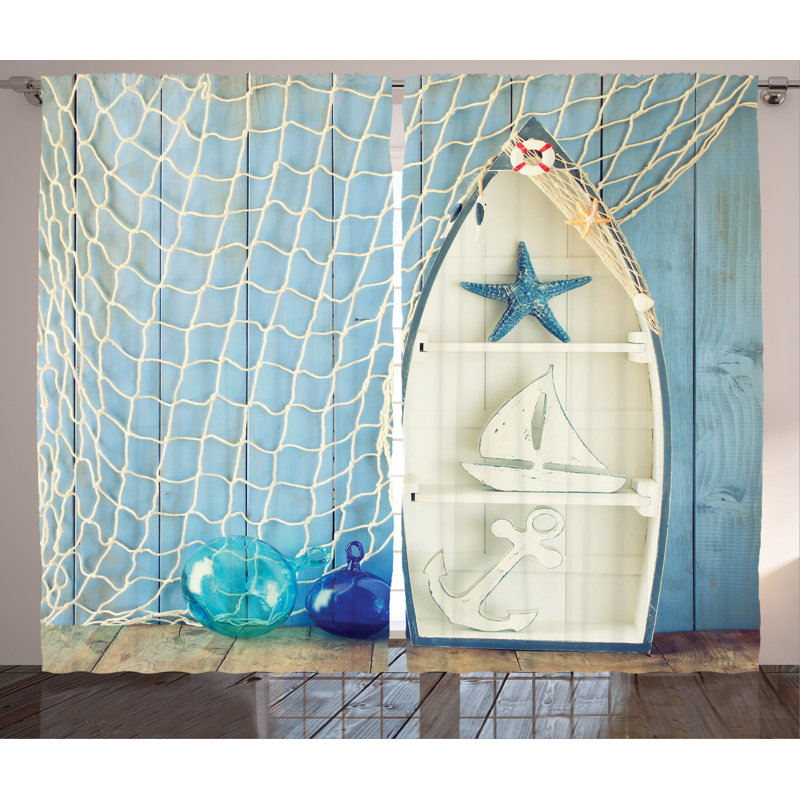  Boat Semi-Sheer Rod Pocket Curtain Panels, 54" W x 84" L