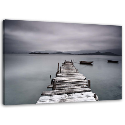 Winter Lake Landscape - Wrapped Canvas Print
