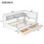 Lit de jour en bois pleine grandeur avec tablettes de rangement, USB, DEL et 2 tiroirs, blanc-317682663