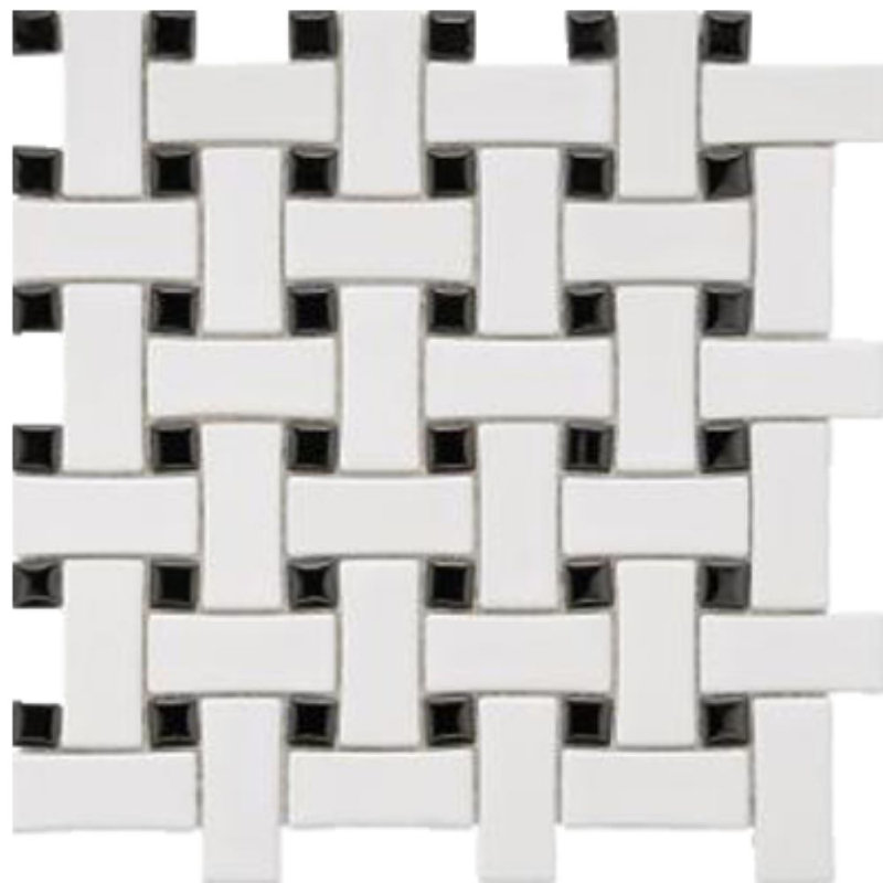 Carreau de mosaïque en porcelaine blanc et noir Cascade