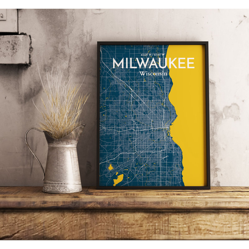 Milwaukee City Map - No Frame Print, 43.2cm H x 27.9cm W x 0.13cm D