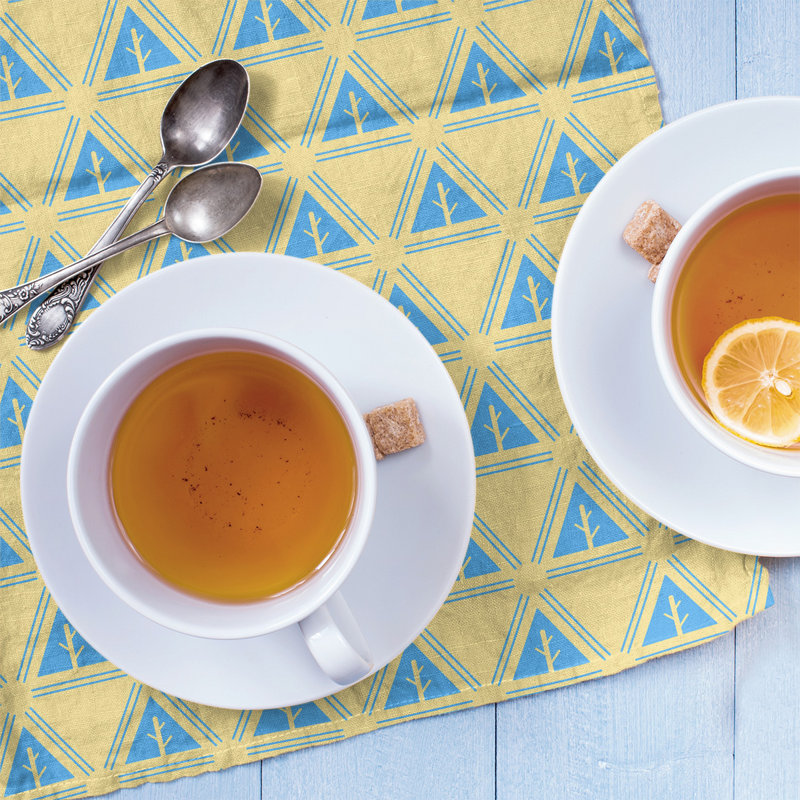 Theo Nath Tea Towel Kitchen Towel, Lemon/Teal, Cotton Twill