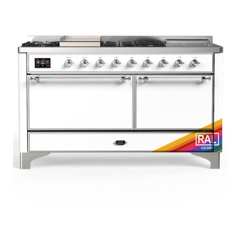 Majestic III Series 60 Inch Dual Fuel Range with 7 Sealed Burners, Griddle, Frenchtop in RAL (Liquid Propane, Chrome Trim)
