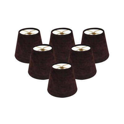 Abat-jour de lustre à pince Rosdorf Park, tissu de velours, brun, ensemble de 6, 3 po x 5 po x 4,5 po