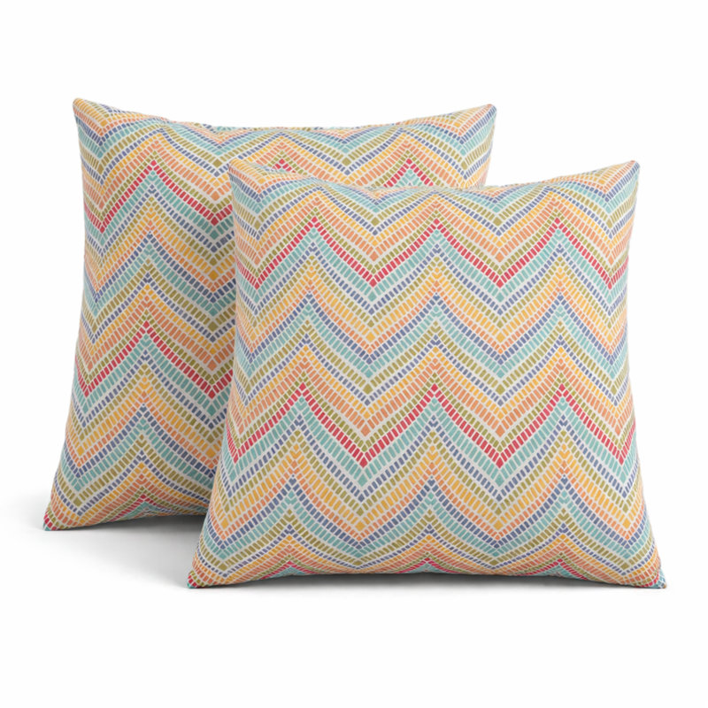 Coussins d'extérieur, Blue/Brown/Yellow Chevron 3