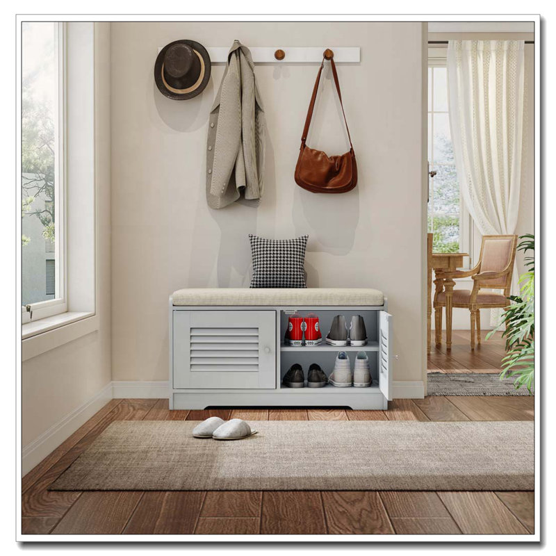 Banc de rangement à chaussures 28,74 "avec armoire 2 portes