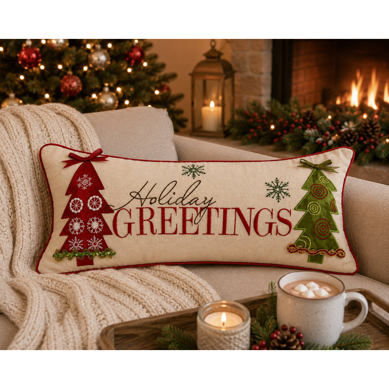 Holiday Holiday Greetings 8 x 18 Pillow