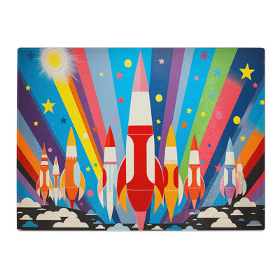 Rocket Op Art  Glass Chopping Board