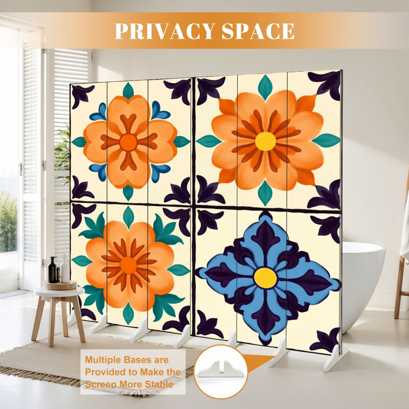 Paravent mexicain 6 panneaux paravent Royal Floral, 6, 71" H x 96" W x 1" D