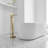 VIBRANTBATH Freestanding Floor Mount Waterfall Tub Filler, Single Handle Bathtub Faucet with Handheld Shower, Brushed Gold-78862873