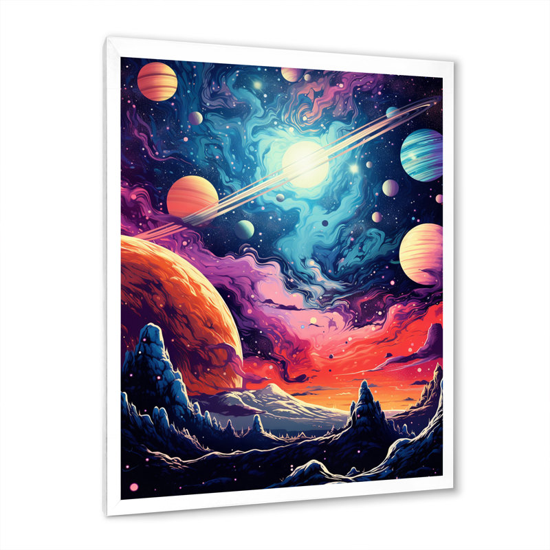 " Bright Star In Distant Galaxy ", 32" H x 16" W, White Single Picture Framed