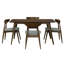 Ensemble de table de salle à manger 5 pièces, 1 table, 4 chaises, structure, dossier ergonomique, chaises rembourrées, noyer et gris anthracite-1604276804-1604276803-1604276800