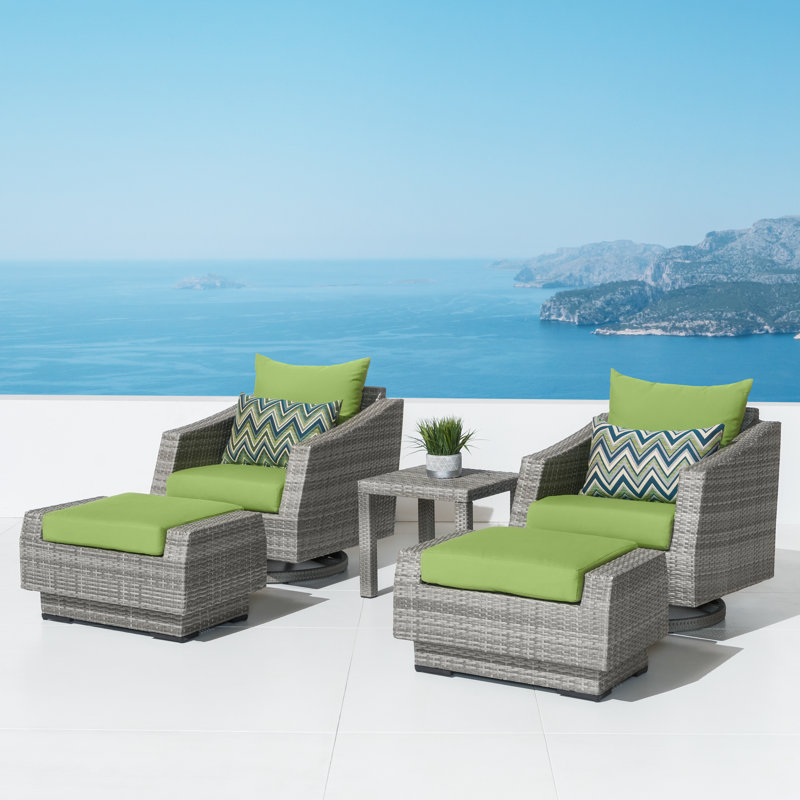 5 PC Deep Seating Club Chair Conversation Set, Ginko Green