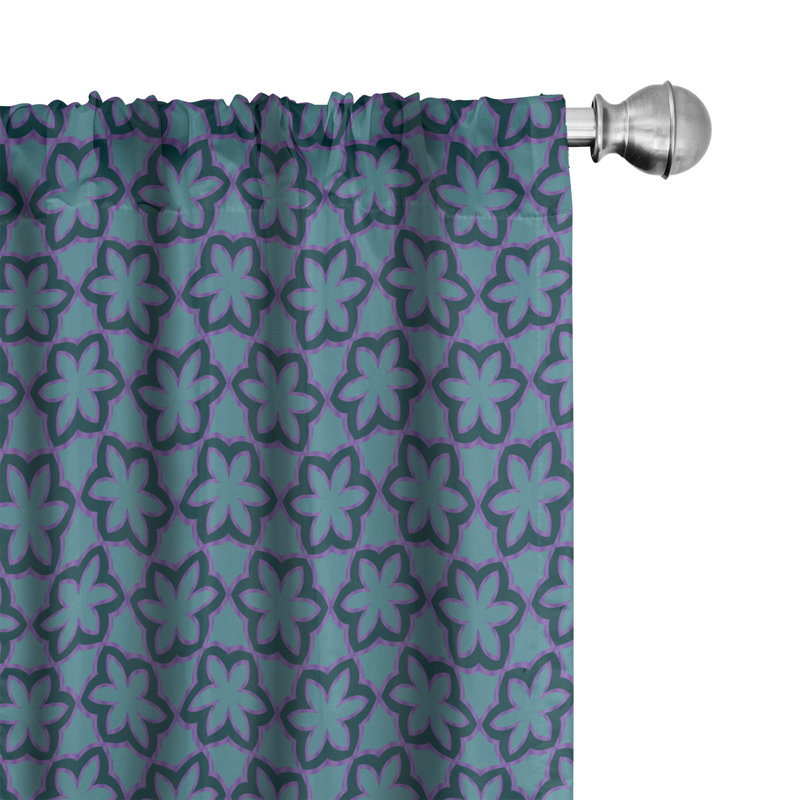 Rideaux orientaux 4 panneaux East Urban Home, mosaïque bohémienne, écume de mer bleu sarcelle foncé, L 56 po x L 95 po