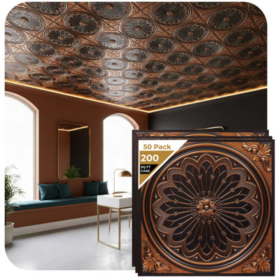 Rose Window 2 Ft. X 2 Ft. Drop-In Or Glue-Up PVC Ceiling Tile