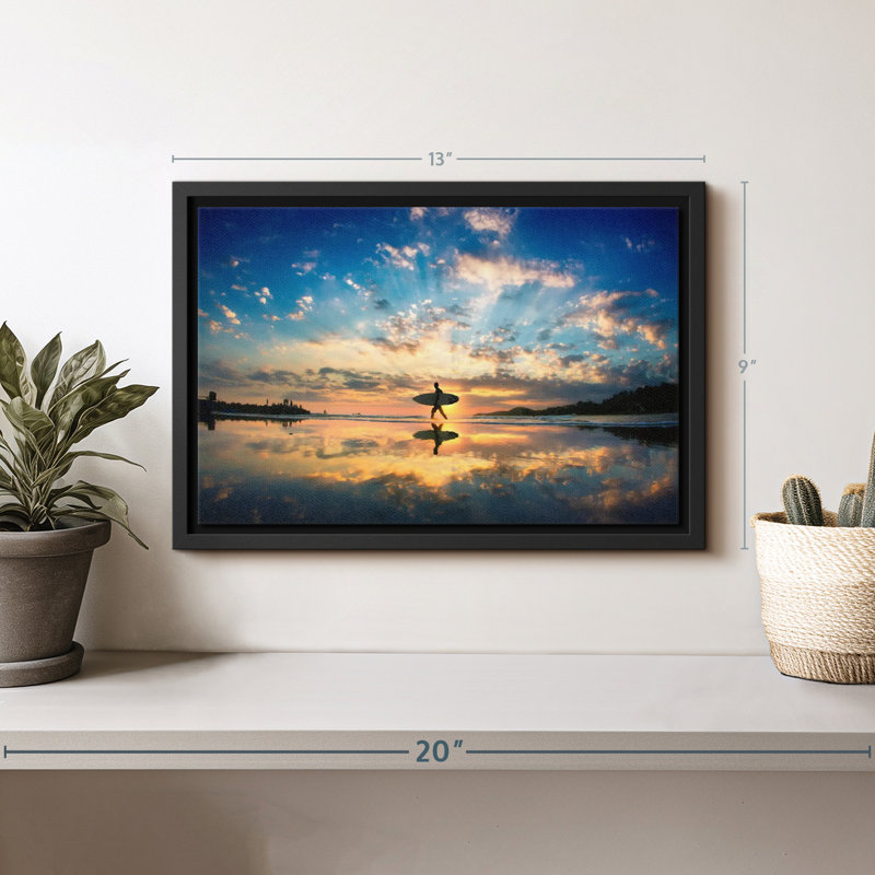 «Sunset Surfer Reflection», reproduction sur toile, H 9 po x l 13 po