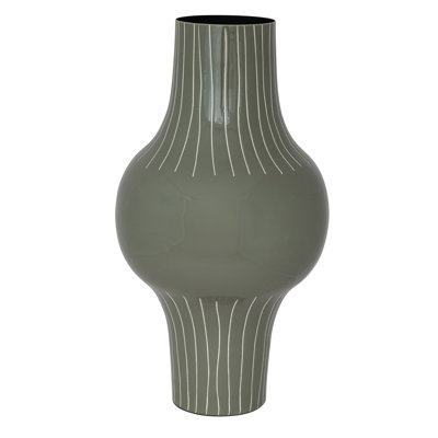 Enameled Metal Indoor/Outdoor Organic Striped Vase