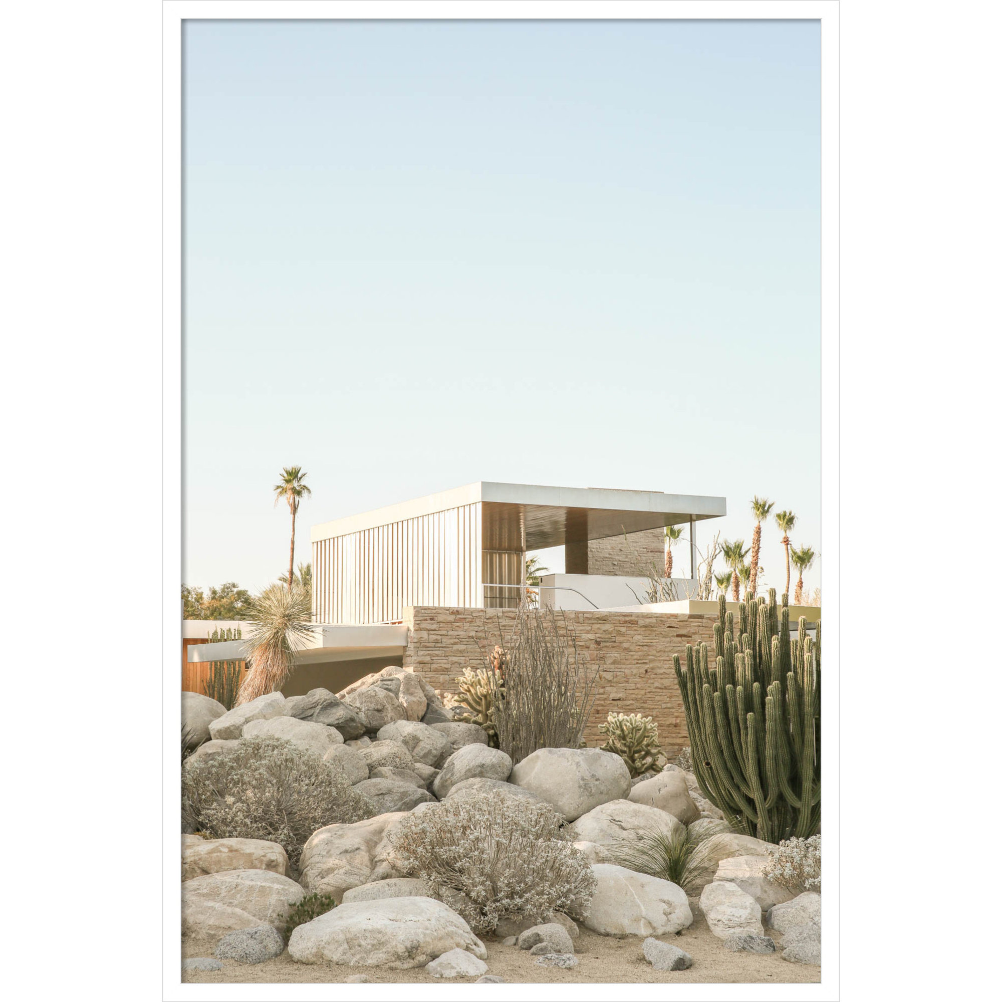 Kaufmann House 02 by Shot by Clint Wood Framed Wall Art Print, White, 41" H x 28" W