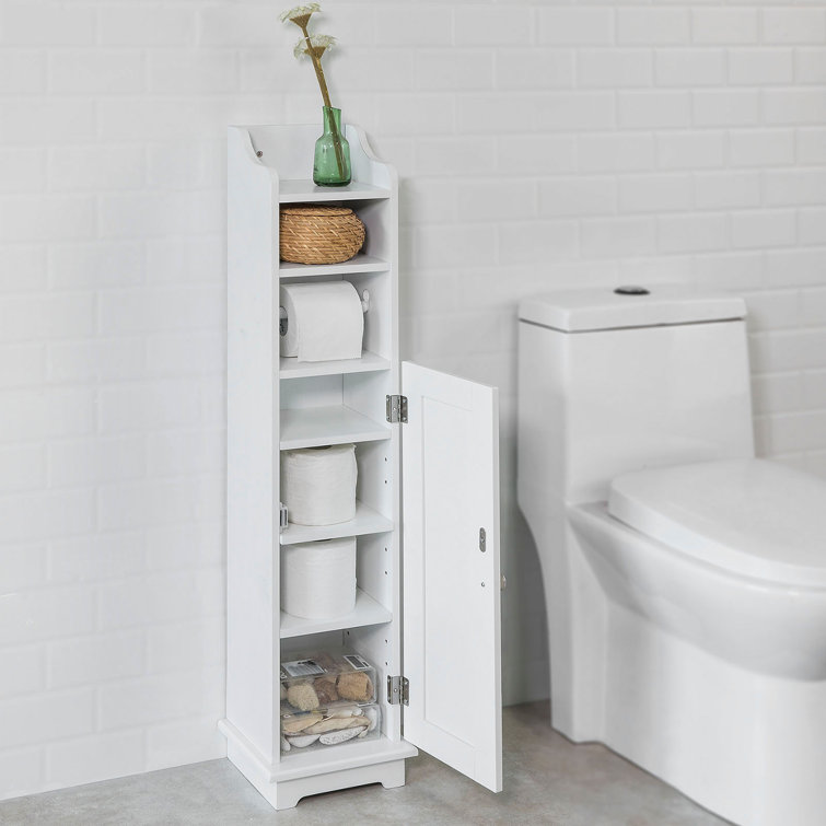 Haotian FRG177-W Free Standing Wooden Bathroom Storage Cabinet Organizer Toilet Paper Holder