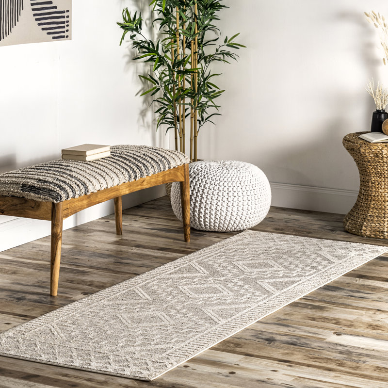 Anabelle Moroccan High Low Textured Beige/Cream Area Rug, Runner 2'8" x 8'