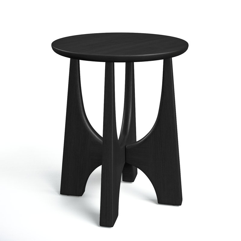 Black Round Solid and Manufactured Wood End Table
