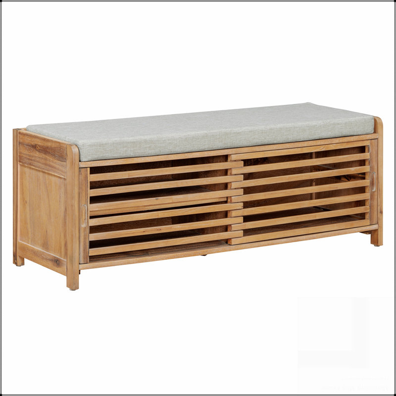 Banc à chaussures avec rangement et coussin, banc de rangement à volets vieillis avec charme rétro pour le salon, vestibule