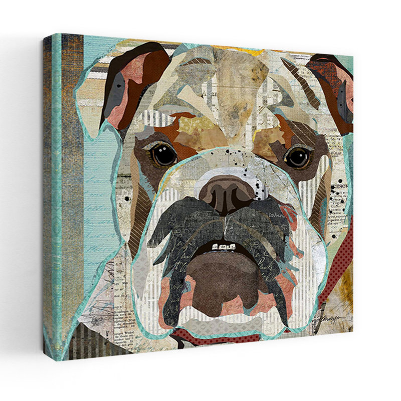 Bouledogue anglais, art contemporain pour chien, H 18 po x l 18 po