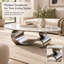 Table basse ovale contemporaine de 125 cm (49,2 po) en faux marbre avec piètement en acier inoxydable gris