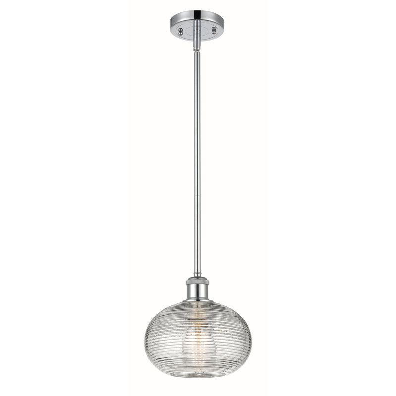 Luminaire suspendu à 1 tige Ballston Jerard-516-G555, H 8,25 po x l 8 po x P 8 po, Chrome poli
