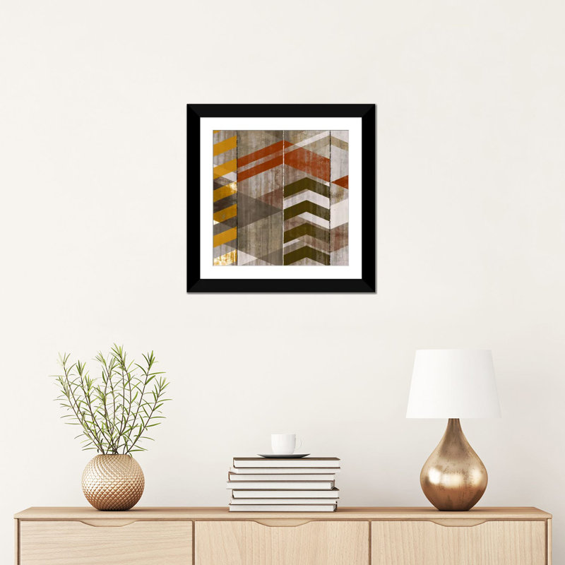 «Chevron Serenade II», impression sur toile, Papier beaux-arts encadré noir, Blanc, H 24 po x l 24 po x P 1 po