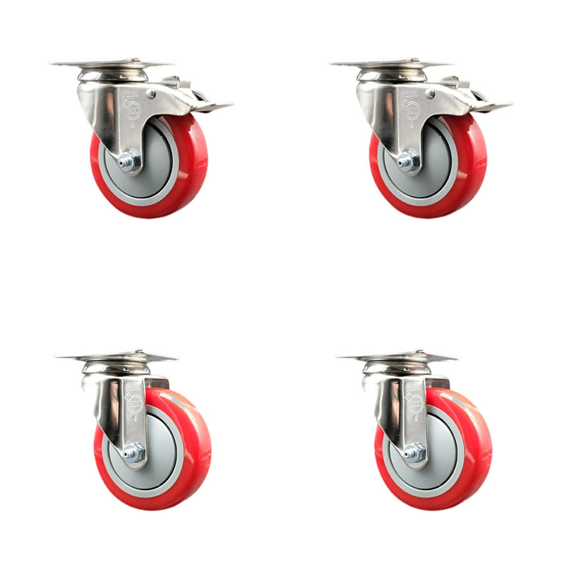 Polyurethane Casters, Red
