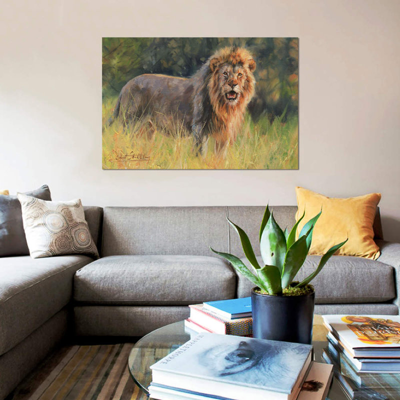« lion evening light », impression sur toile, H 26 po x l 40 po x P 1,5 po, Pas de tapis, Toile tendue