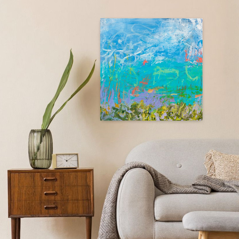 Cerulean Escapes I, art abstrait contemporain, H 24 po x l 24 po