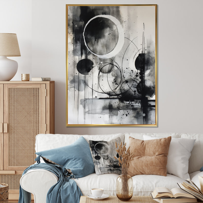 Exploration des profondeurs du marbre noir IV - art mural moderne sur toile géométrique, H 32 po x l 24 po x P 1 po