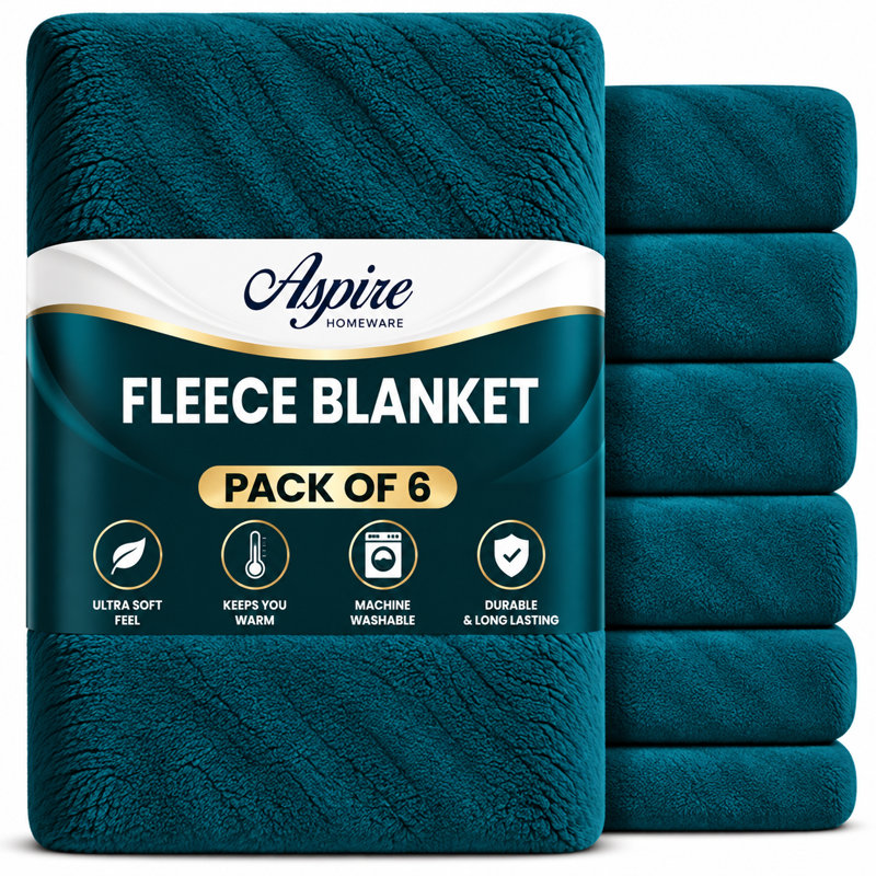 Aspire Homeware Teal Fleece Blanket, Double (150cm Width X 200cm Length)