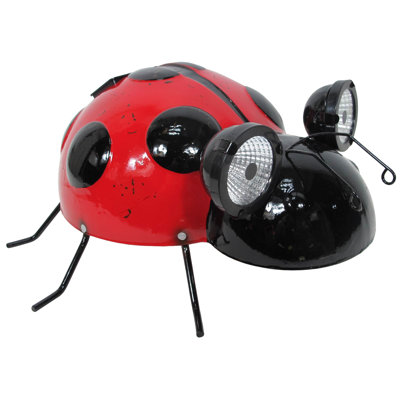 Behn Ladybug Animals Metal Solar Garden Statue
