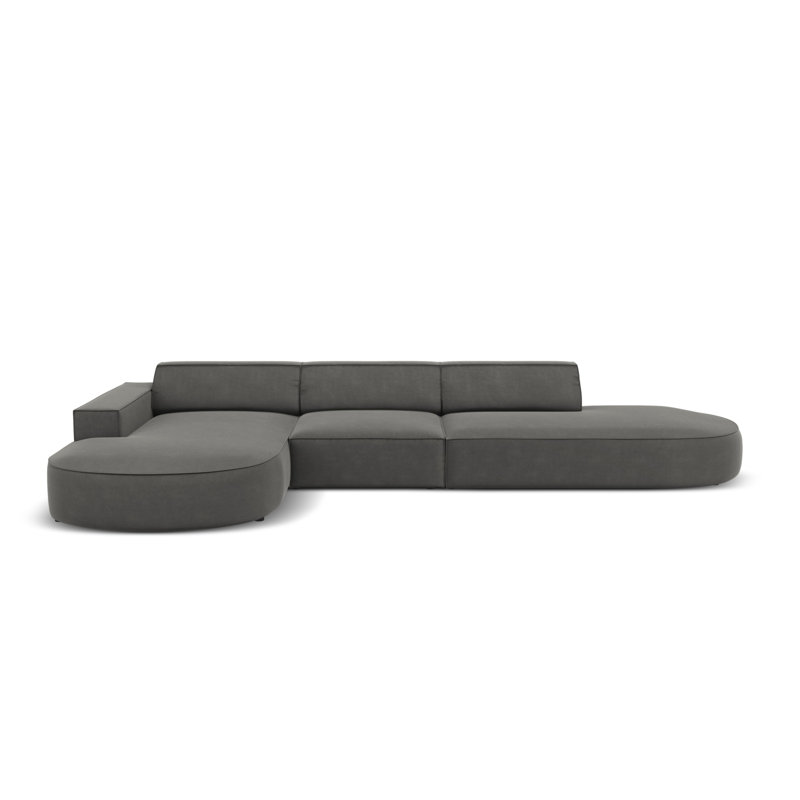 Modular L-Shaped Corner Sofa, Grey, Left Hand Facing