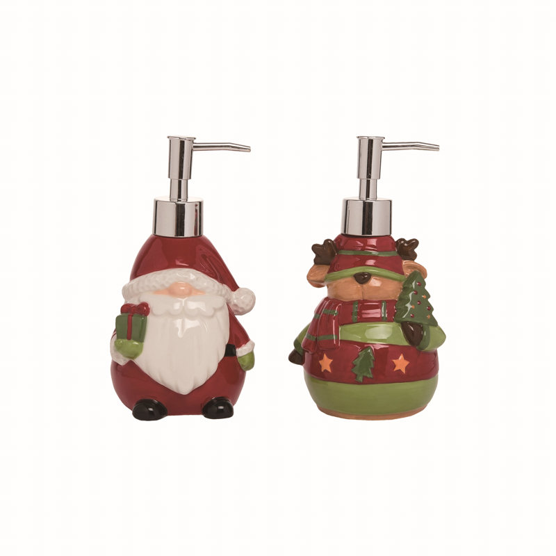 Drôle de renne / distributeur de savon Père Noël, ensemble de 2 décorations de Noël pour la maison