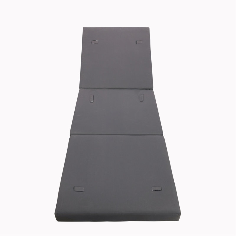 Gray / Chaise Lounge Cushion - Triple Folds. Foam Lined For Comfort. 26.37W X 74.86D 3.91H. Weather-. Cover Simple Sanitizing Procedure. Water- Folds Cushion. Unbeatable Comfort Experience. 27" W