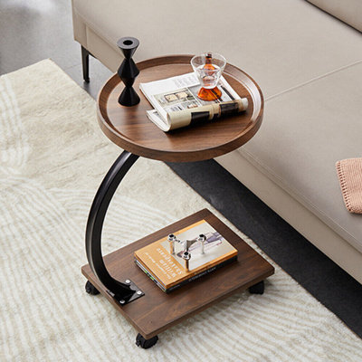 Table basse moderne en forme de C avec table d'appoint et table basse avec roulettes